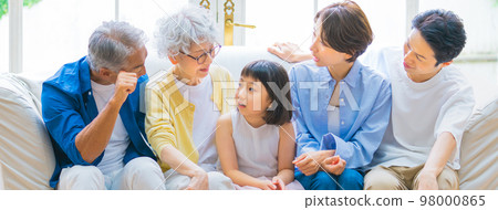 Three generation family sitting on the sofa Three generation family sitting on the sofa 98000865