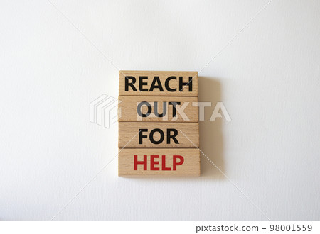 Reach out for help symbol. Wooden blocks with words Reach out for help. Beautiful white background. Business and Reach out for help concept. Copy space. Reach out for help symbol. Wooden blocks with words Reach out for help. Beautiful white background. Business and Reach out for help concept. Copy space. 98001559