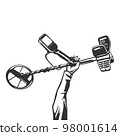 Legendary metal detector in hand for treasure hunt 98001614