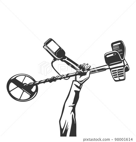 Legendary metal detector in hand for treasure hunt Legendary metal detector in hand for treasure hunt 98001614