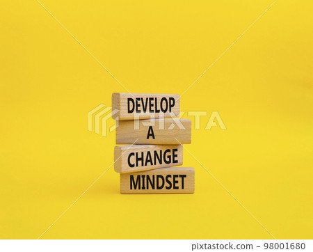 Develop a change mindset symbol. Concept words Develop a change mindset on wooden blocks. Beautiful yellow background. Business and Develop a change mindset concept. Copy space. Develop a change mindset symbol. Concept words Develop a change mindset on wooden blocks. Beautiful yellow background. Business and Develop a change mindset concept. Copy space. 98001680