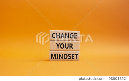 Change your mindset symbol. Concept words Change your mindset on wooden blocks. Beautiful orange background. Business and Change your mindset concept. Copy space. Change your mindset symbol. Concept words Change your mindset on wooden blocks. Beautiful orange background. Business and Change your mindset concept. Copy space. 98001832
