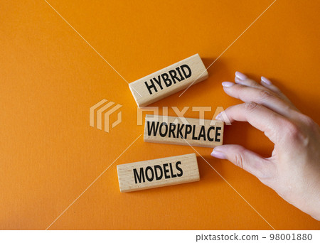 Begin new career symbol. Concept word Begin new career on wooden blocks. Businessman hand. Beautiful orange background. Business and Begin new career concept. Copy space 98001880