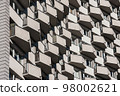 The facade with triangular balconies. 98002621