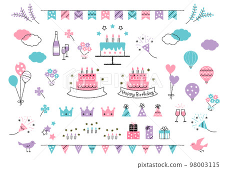 Birthday/anniversary illustration material Birthday/anniversary illustration material 98003115