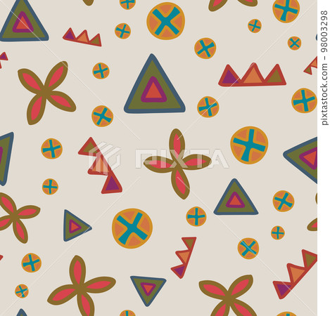 Hand drawn Tribal style elements Seamless Pattern on light background. Hand drawn Tribal style elements Seamless Pattern on light background. 98003298