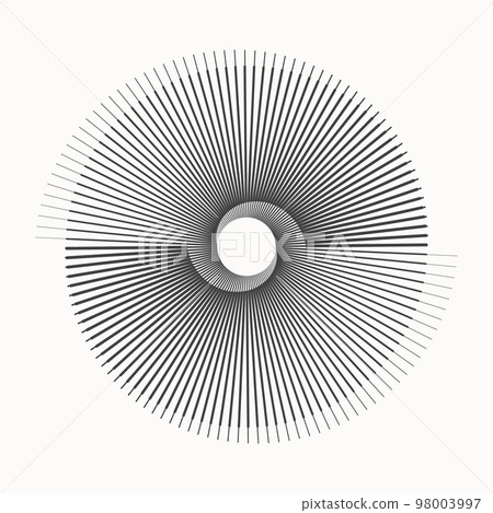 Black lines in circle abstract background. Yin and yang symbol. Dynamic transition illusion. 98003997