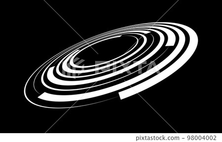 Spiral with white lines as dynamic abstract vector background or logo or icon. Abstract background with lines in circle. Artistic illustration with perspective on black background. 98004002