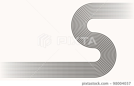 Black and white abstract background with lines as letter S. Black and white abstract background with lines as letter S. 98004037