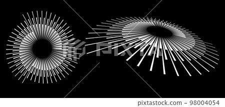Abstract background with rotating lines. Spiral with three parts of lines set.  Illustration with perspective on black background. 98004054