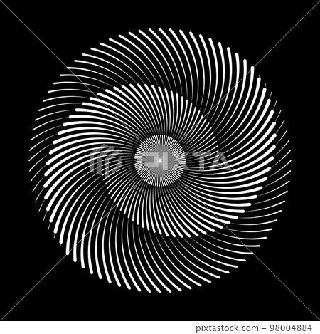 Circle with curved lines in spiral. Abstract modern art lines background. Yin and Yang symbol. Circle with curved lines in spiral. Abstract modern art lines background. Yin and Yang symbol. 98004884