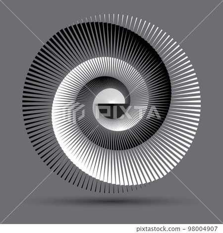 Circle with lines in spiral. Abstract modern art lines background. Yin and Yang symbol. Circle with lines in spiral. Abstract modern art lines background. Yin and Yang symbol. 98004907
