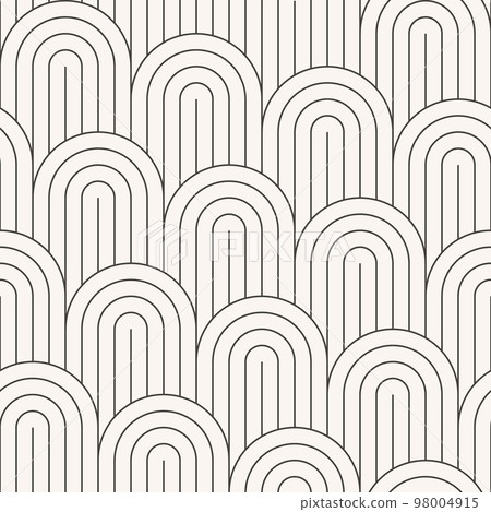 Seamless pattern with semicircles and lines on a white background. Simple geometric pattern, fabric print. 98004915