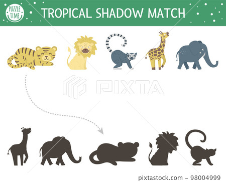 Tropical shadow matching activity for children.... - Stock Illustration  [98004999] - PIXTA