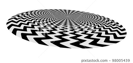 Abstract art geometric optical illusion with arrows. White and black psychedelic circle with perspective. Abstract art geometric optical illusion with arrows. White and black psychedelic circle with perspective. 98005439
