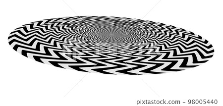 Abstract art geometric optical illusion with arrows. White and black psychedelic circle with perspective. 98005440