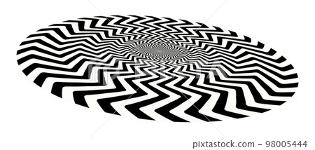 Abstract art geometric optical illusion with arrows. White and black psychedelic circle with perspective. Abstract art geometric optical illusion with arrows. White and black psychedelic circle with perspective. 98005444