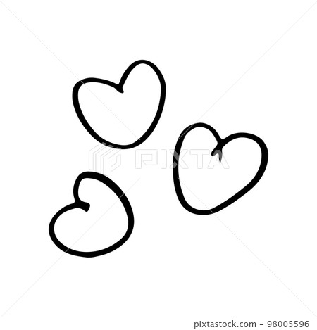 Three hearts vector icon drawn in one line. Three hearts vector icon drawn in one line. 98005596