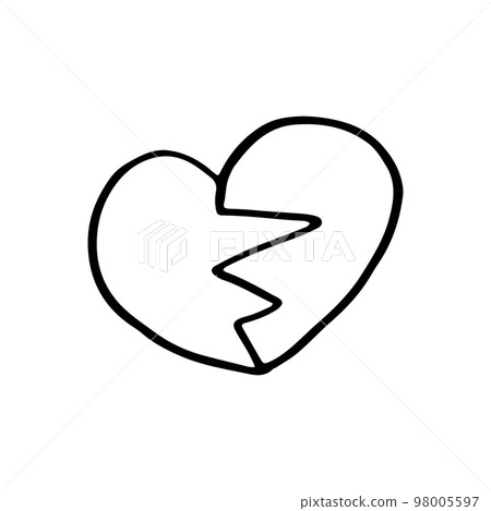 Heart vector icon drawn in one line broken in half. Heart vector icon drawn in one line broken in half. 98005597