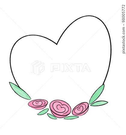 Heart shaped vector frame decorated with roses and peonies hand drawn watercolor. Heart shaped vector frame decorated with roses and peonies hand drawn watercolor. 98005772