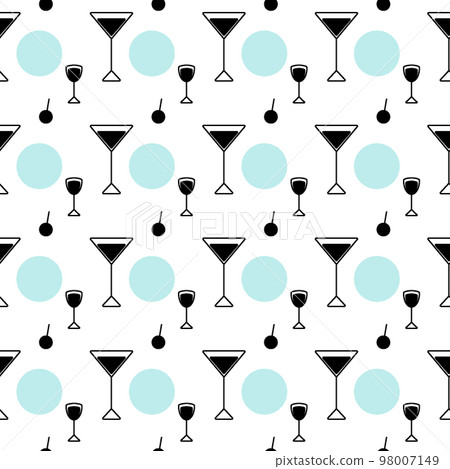Seamless pattern icons in the form glasses and spots in trendy colors on a transparent background. Seamless pattern icons in the form glasses and spots in trendy colors on a transparent background. 98007149