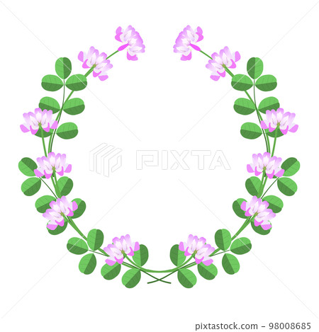Small wreath ornament frame of spring flowers. Astragalus flower.　 98008685