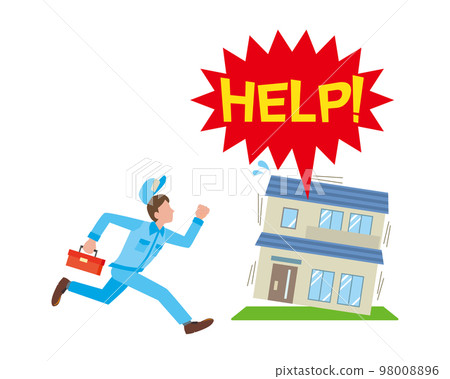 A male worker who rushes to trouble with his house A male worker who rushes to trouble with his house 98008896