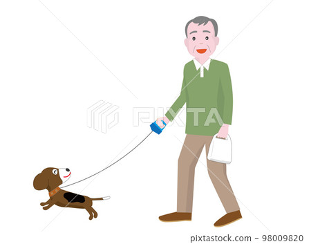 old man and dog walking 98009820
