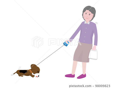 old man and dog walking old man and dog walking 98009823