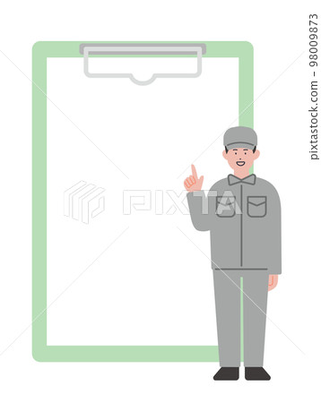 一個穿著工作服的男人和活頁夾的插圖 一個穿著工作服的男人和活頁夾的插圖 98009873