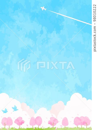 simple hand painted cherry blossom tree landscape illustration simple hand painted cherry blossom tree landscape illustration 98010222