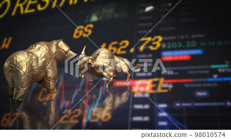 The bull and bear gold for business concept 3d rendering 98010574