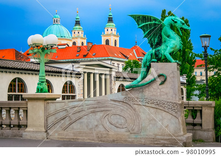 Dragon Bridge, symbol of the city of Ljubljana, Slovenia Dragon Bridge, symbol of the city of Ljubljana, Slovenia 98010995