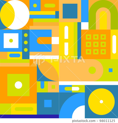 Geometric art. Pattern in Bauhaus style. Simple basic forms. Eco colours palette. Vector template. 98011125