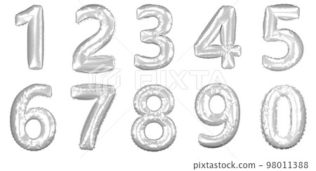 Silver 0-9 number balloons 98011388