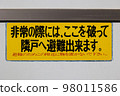 Evacuation guide on the veranda of the condominium 98011586