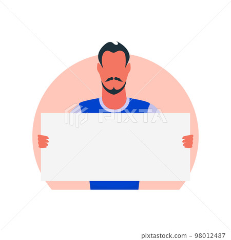 Male with empty banner. Protest concept. Vector illustration. Male with empty banner. Protest concept. Vector illustration. 98012487