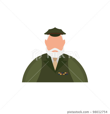 Old man in military uniform icon. Cartoon style. Old man in military uniform icon. Cartoon style. 98012754