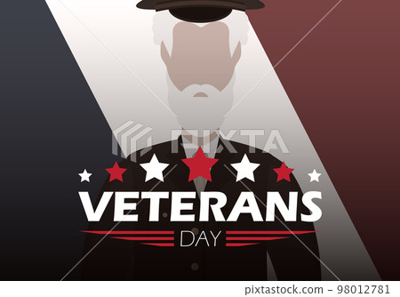 Veterans day banner with a wished man in uniform. Vector illustration. Veterans day banner with a wished man in uniform. Vector illustration. 98012781