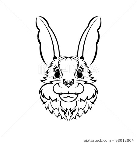 Rabbit head tattoo. Isolated symbol of 2023. Vector illustration. 98012804