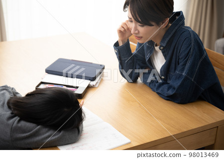 Image of parent and child whose child's study is not going well Image of parent and child whose child's study is not going well 98013469
