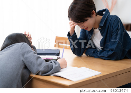 孩子學習不好的父母和孩子的形象 孩子學習不好的父母和孩子的形象 98013474