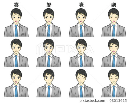 A man in a suit, different facial expression illustration set of emotions A man in a suit, different facial expression illustration set of emotions 98013615