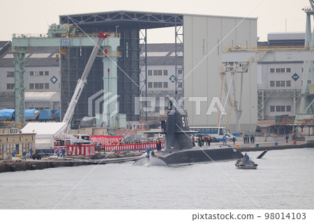 Submarine Taigei of the Japan Maritime Self-Defense Force preparing for commissioning ceremony Submarine Taigei of the Japan Maritime Self-Defense Force preparing for commissioning ceremony 98014103