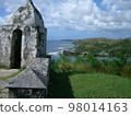 Ruins of a church on the sea 98014163