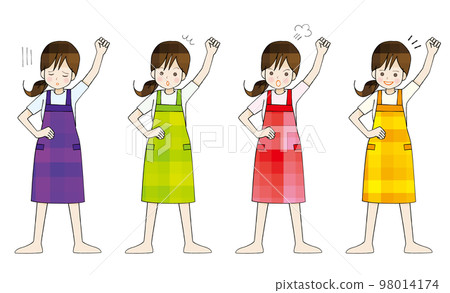 A woman in an apron who raises her fist Mother Hobo's facial expression set 98014174