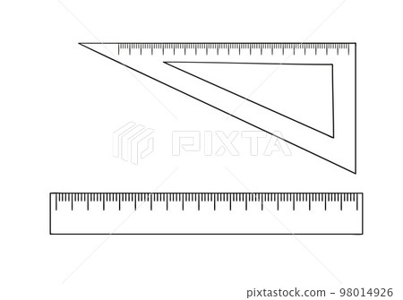 Set of ruler line icons. Vector colored stationery, measuring materials, office or school supplies isolated on white background. Cartoon style 98014926