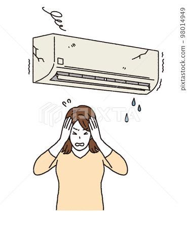 空調壞掉和麻煩女人的簡單觸摸插圖 空調壞掉和麻煩女人的簡單觸摸插圖 98014949