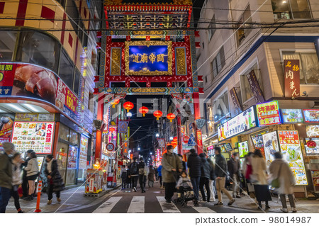 Cityscape of Yokohama Yokohama Chinatown at night Kanteibyo Street 98014987