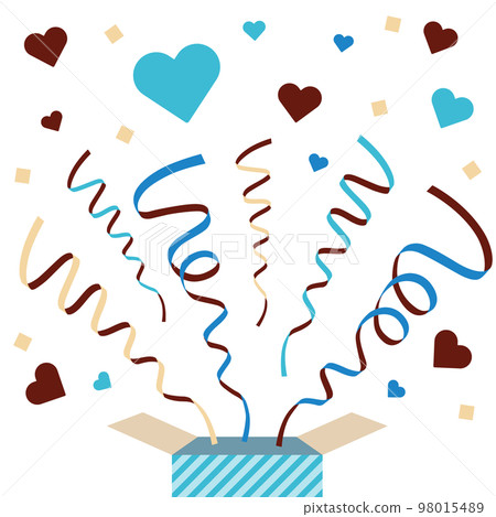 Illustration cut of a heart and a ribbon popping out of a gift box White Day 98015489